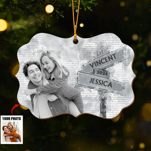 Custom Photo Our Love Story Is My Favorite Memory - Couple Personalized Ornament