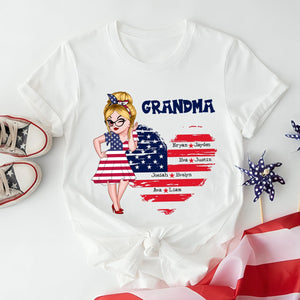 Sweetheart Grandkids Grandma - 4th Of July Independence Day -  Personalized T-shirt