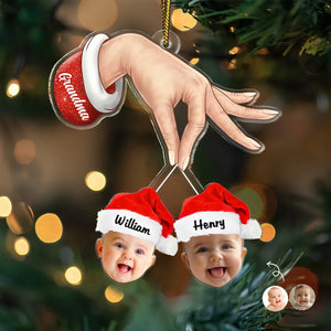 Custom Photo Grandma Grandkids Christmas Gift - Personalized Cutout Acrylic Ornament