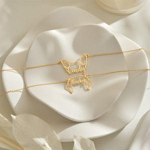 Personalized Dog Name and Dog Ears Necklace