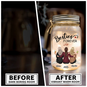 Besties Forever Because Of You I Laugh A Little Harder - Personalized Mason Jar Light