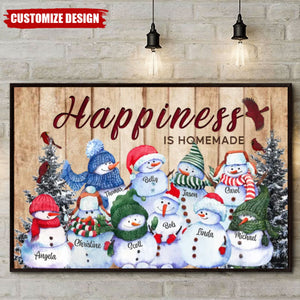 Personalized Happiness Is Homemade Snowman Family Poster