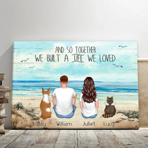 You Me And The Dogs Beach Outline Personalized Poster