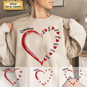 Personalized Glitter Grandma Sweet Heart Sweatshirt