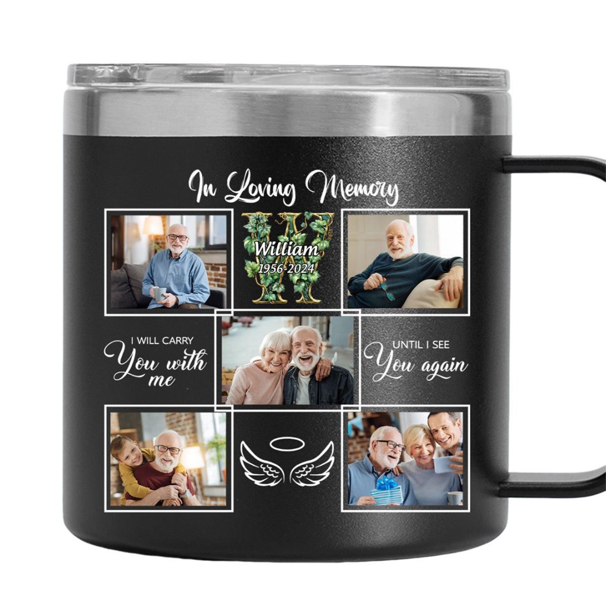 In Loving Memory Monogram -Personalized 14oz Stainless Steel Tumbler With Handle