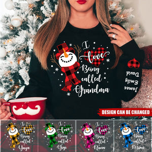 I Love Being Called Grandma Snowman Christmas And Kids Personalized Sweatshirt