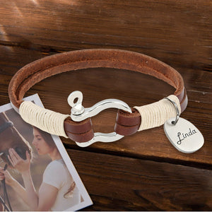 Personalized Equestrian Horsebit Leather Bracelet with Name Horse Lovers Jewelry