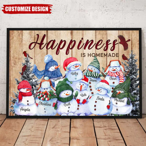 Personalized Happiness Is Homemade Snowman Family Poster