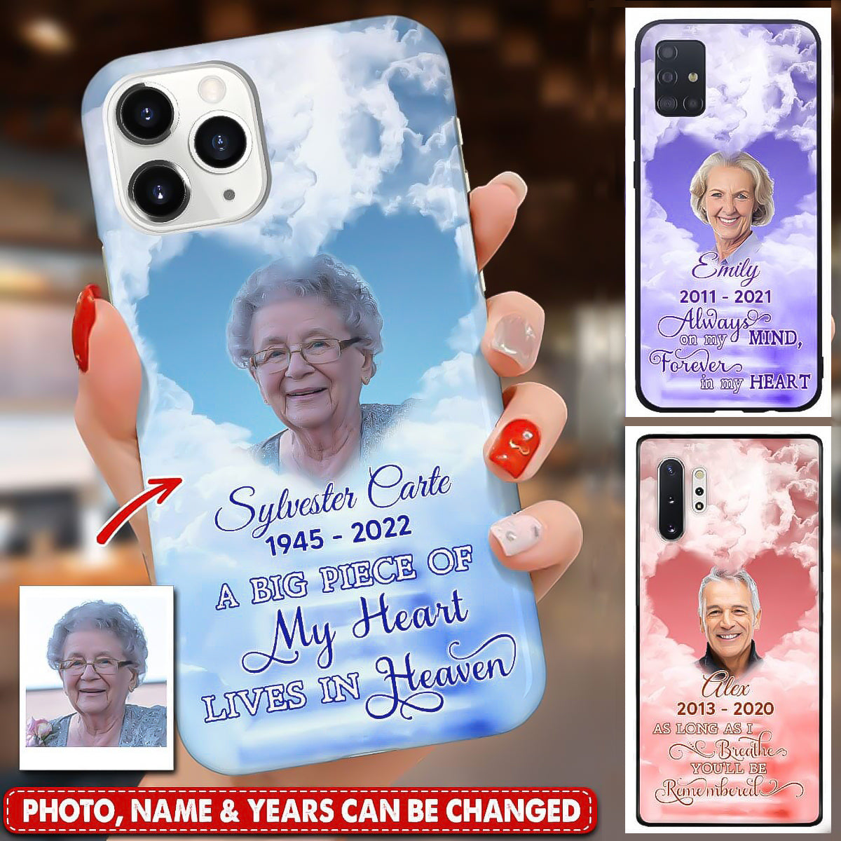 Memorial Upload Photo, A Big Piece Of My Heart Lives In Heaven Personalized Phone Case