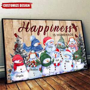 Personalized Happiness Is Homemade Snowman Family Poster