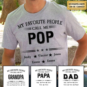 Personalized My Favorite People Call Me Papa With Kids Pure Cotton T-Shirt