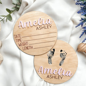 Personalized Baby Arrival Announcement Wooden Sign Plaque