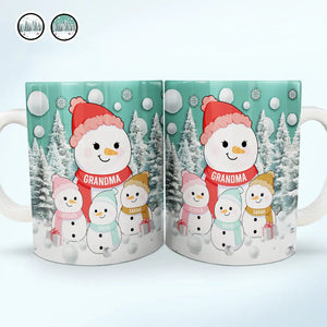 Christmas Snowman Grandma Grandpa Grandkids - Personalized Mug Xmas Gift