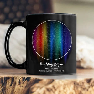 Personalized Star Map LGBTQ Rainbow Couple Mug