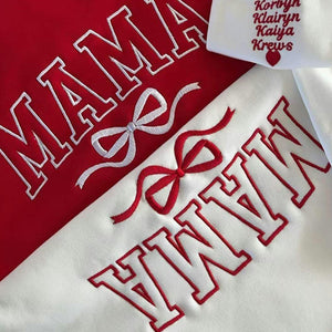 Personalized Bow College Mama Embroidered Sweatshirt