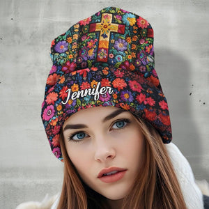 Floral Cross - Personalized Christian Beanie Hat