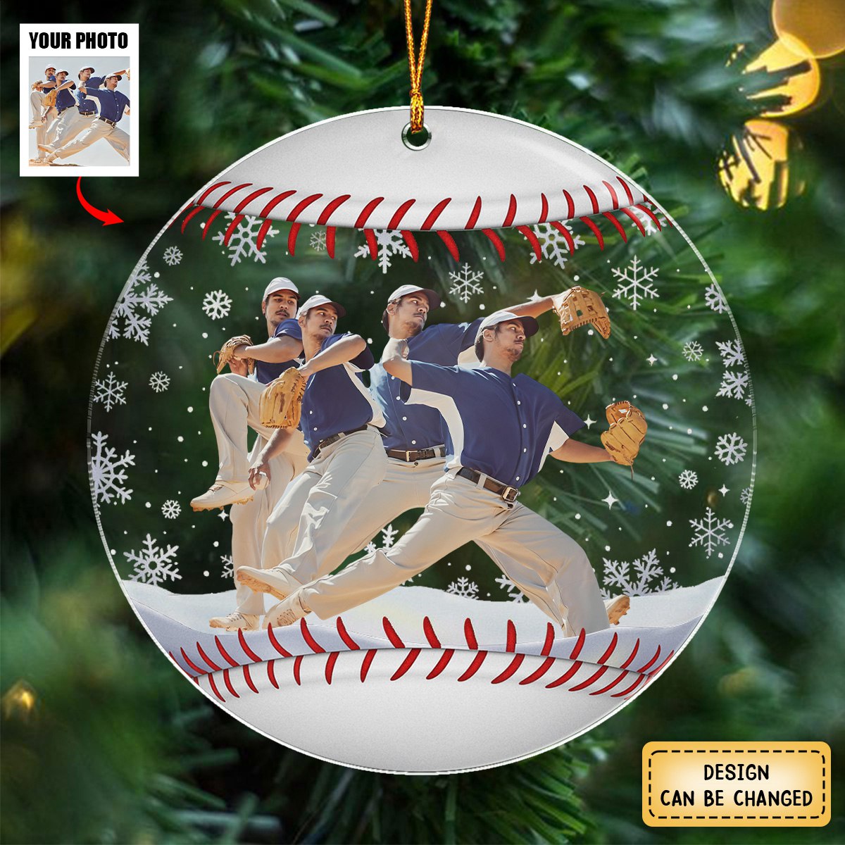 Baseball Team Christmas Ornament- Personalized Acrylic Photo Ornament