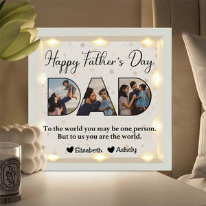 Father - To Me You Are The World - Personalized Light Shadow Box