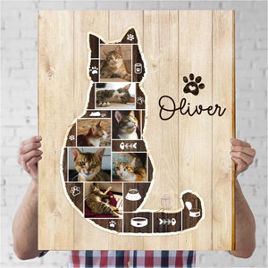 Personalized Cat Photo Collage Canvas, Cat Memorial Gifts, Cat Lover Christmas Gift