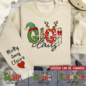 Nana Claus Christmas Personalized Sweatshirt Sleeve Custom Name