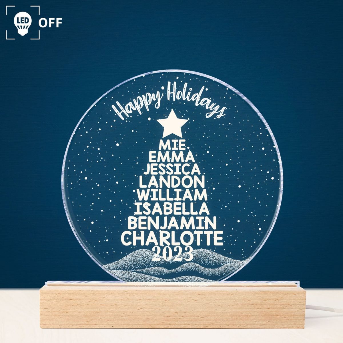 Merry Christmas Custom Family Names Christmas Tree - Personalized LED Light