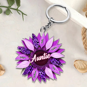 Nana, Mom, Auntie Family Sunflower - Loving Gift For Mother, Grandma - Personalized Acrylic Keychain