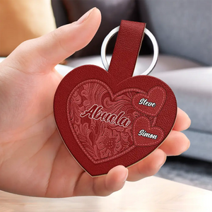 Grandma's Little Sweethearts - Personalized Custom Shaped Leather Keychain Gift