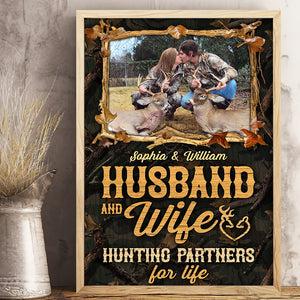 Husband And Wife, Hunting Partners Personalized Couple Canvas Poster