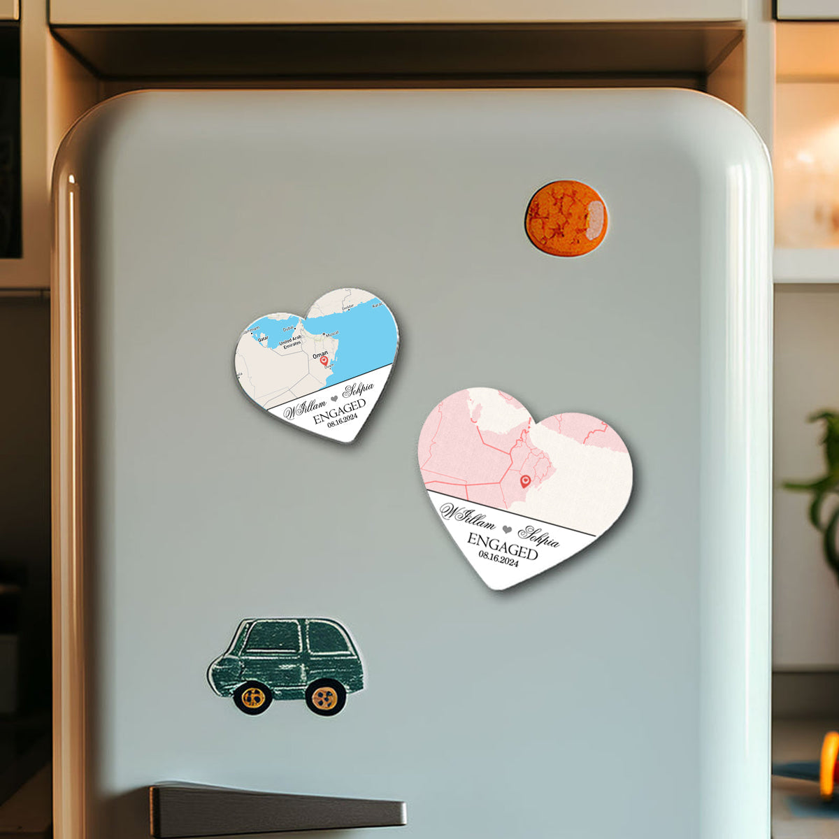 Engagement Gift - Custom Map Heart-shaped Fridge Magnet