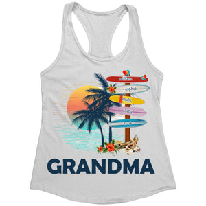 Personalized Grandma Surfboards Summer Vacation Tank Top