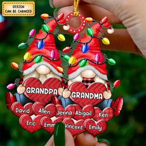 Christmas Light Dwarf Couple Papa Grandma Sweet Heart - Personalized Acrylic Ornament