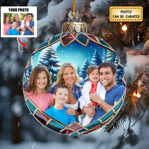 Custom Photo Christmas Good Cheer Is Found With Family Personalized Ornament