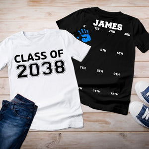 Personalized Class of 2037/2038/2039 Handprint Grow With Me Pure Cotton T-Shirt