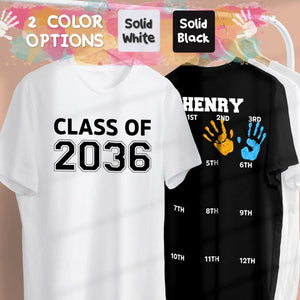 Personalized Class of 2037/2038/2039 Handprint Grow With Me Pure Cotton T-Shirt