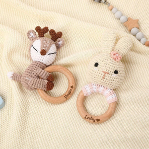 Personalized Baby Rattle Crochet Grasping Toy