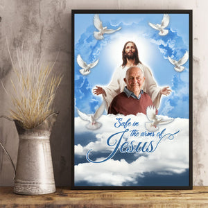 Personalized Canvas-Blue Sky With Pigeon Safe In The Arms Of Jesus Canvas-Memorial Gifts, Loss Parents