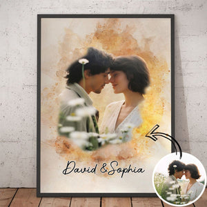 Personalized Couple Poster, couple portraits, customized wedding birthday gifts for husband and wife