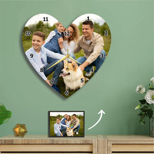 Personalized Photo Acrylic Hanging Wall Heart Clock Gift For Family