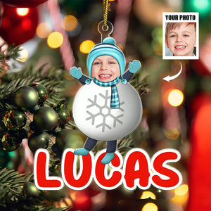 Custom Photo Christmas Cosplay Grandkids - Personalized Cutout Acrylic Ornament