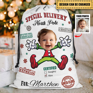 Christmas Santa Sack From North Pole For Kids - Personalized Photo Christmas Sack