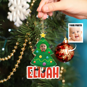 Custom Photo Christmas Cosplay Grandkids - Personalized Cutout Acrylic Ornament