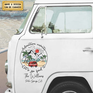 Adventure Awaits - Personalized Decal, Gift For Camping Lovers