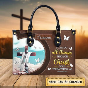 Personalized I Can Do All Things Through Christ-Bible Verse Leather Bag