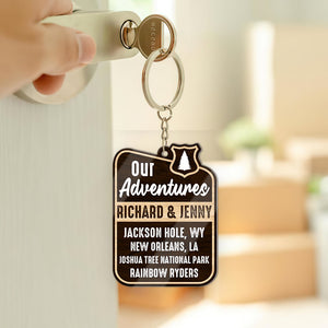 Our Adventures, Custom Camping Couple Photo Personalized Acrylic Keychain