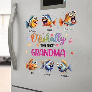 Personalized Fridge Decal/Sticker - O'fishally With Colorful Shell Fish Bubbles