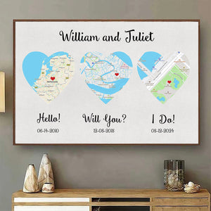 Hello - Will You - I Do - Standard Style - Personalized Map Poster