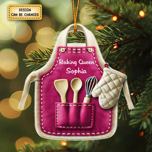 Cute Christmas Holiday Pastry Chef Bakers Apron Personalized Ornament