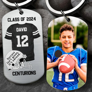 Success Isn't Given It's Earned Personalized Stainless Steel Keychain,Gift for American Football Lover