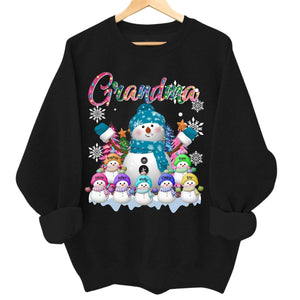 Grandma Snowman & Kid Christmas Tree Personalized Sweatshirt