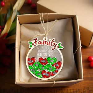 Tied Together With Heartstrings Family Personalized Christmas Arcylic Ornament